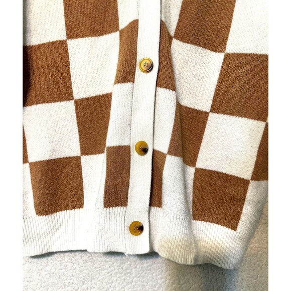 ILLUSORY Full Button Oversized Women's Cozy Cardigan Knit Jacket Tan Large - Picture 4 of 11